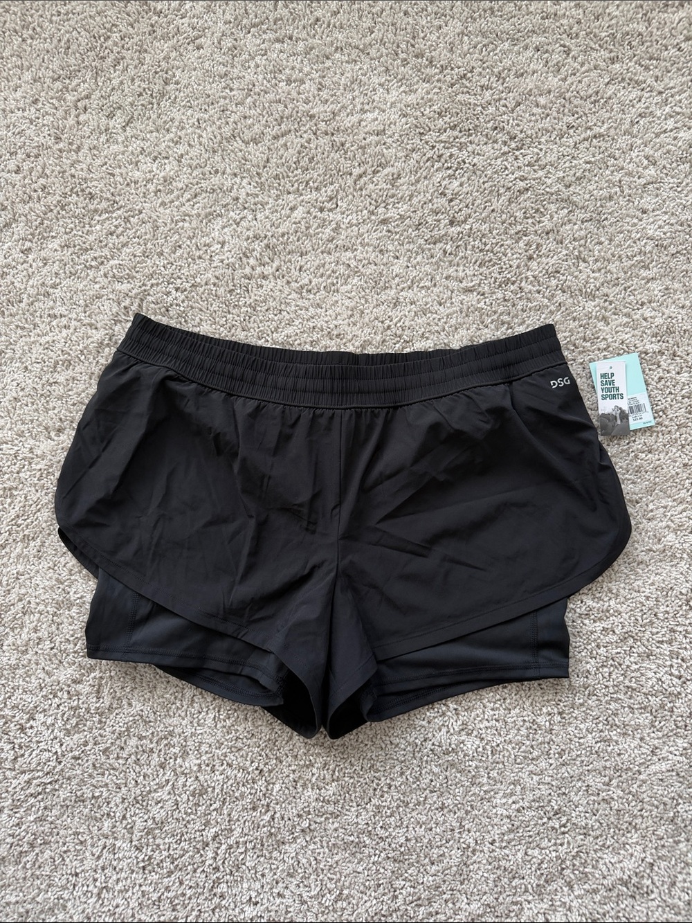 DSG Women's Black Layered Running Shorts with Built-In Liner